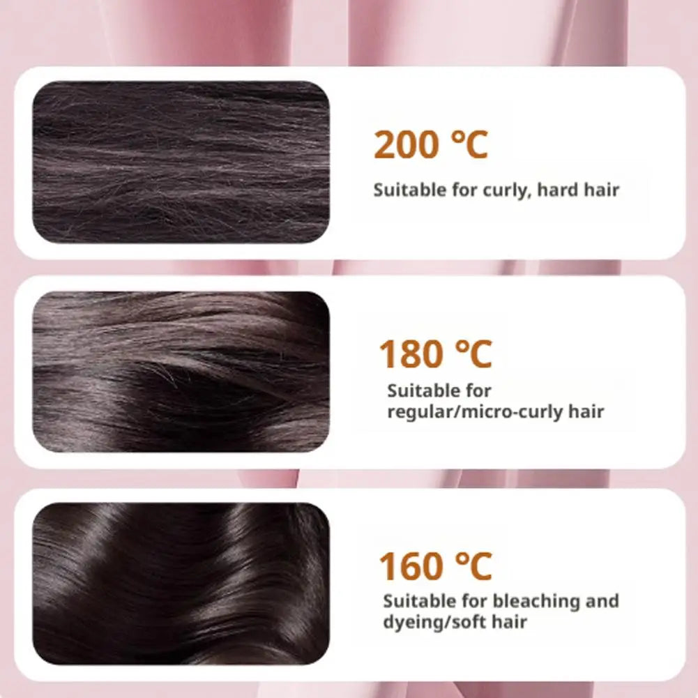 Portable Hair Straightener Brush Rechargeable 3-Speed Temperature Controlled Heating Straight Hair Comb Smoothing Brush
