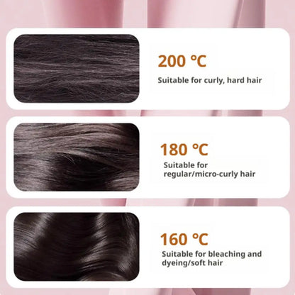 Portable Hair Straightener Brush Rechargeable 3-Speed Temperature Controlled Heating Straight Hair Comb Smoothing Brush